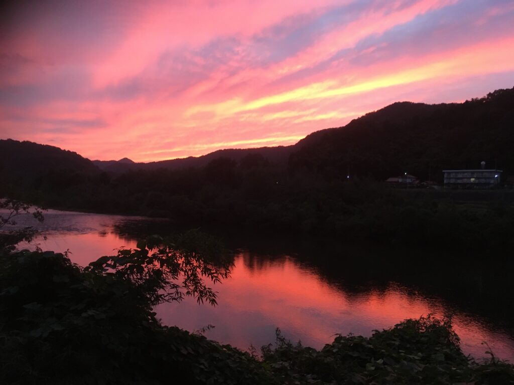江の川　夕焼け